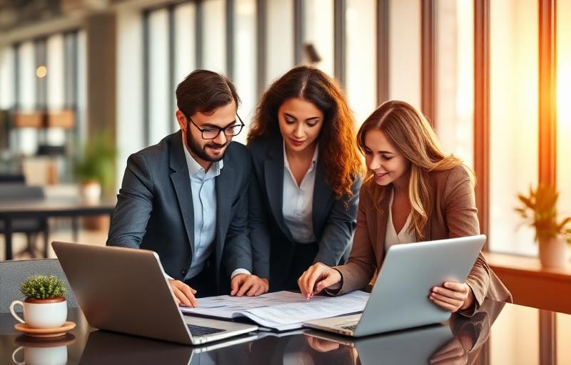 Professional team reviewing documents